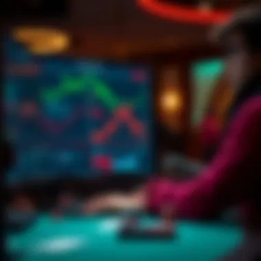 Statistics and Strategy Analysis in Poker Training A player analyzing statistics and strategies on a computer screen
