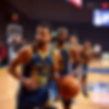 Key players of the Warriors in action during a game