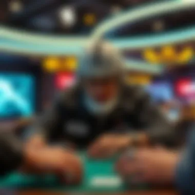 A futuristic depiction of technology merging with poker gameplay