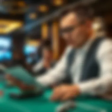 A thoughtful gambler analyzing statistics