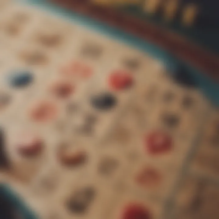 Close-up of a bingo card and markers, highlighting the game's details