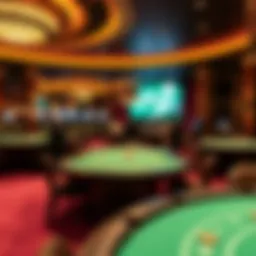 Interior view of Caesars Dubai Casino showcasing luxury gaming tables