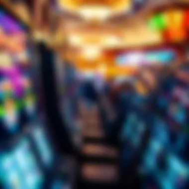 Excitement of Slot Machines at Carnival Magic Casino Close-up of colorful slot machines in action