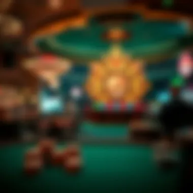 An artistic representation of traditional and online casinos