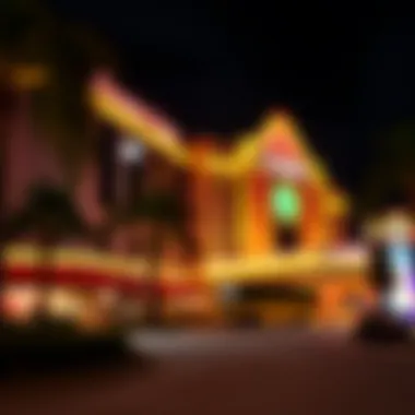 Exterior view of Coconut Creek Casino illuminated at night