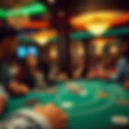 A dynamic poker table showcasing players engaged in a game of Texas Hold'em