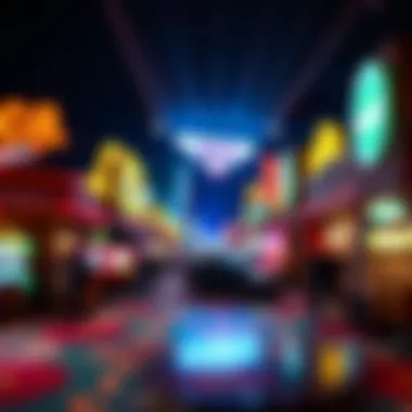 Vibrant Nightlife Experience in Tunica A panoramic view of Tunica's nightlife with bustling casinos and entertainment options