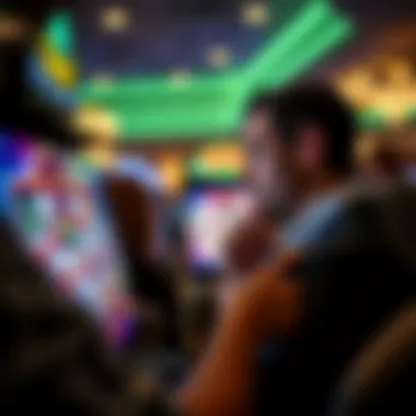 A thoughtful player engaging with an Aristocrat slot game interface on a digital device