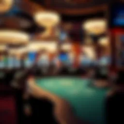 Luxurious interior of a Las Vegas casino showing blackjack tables