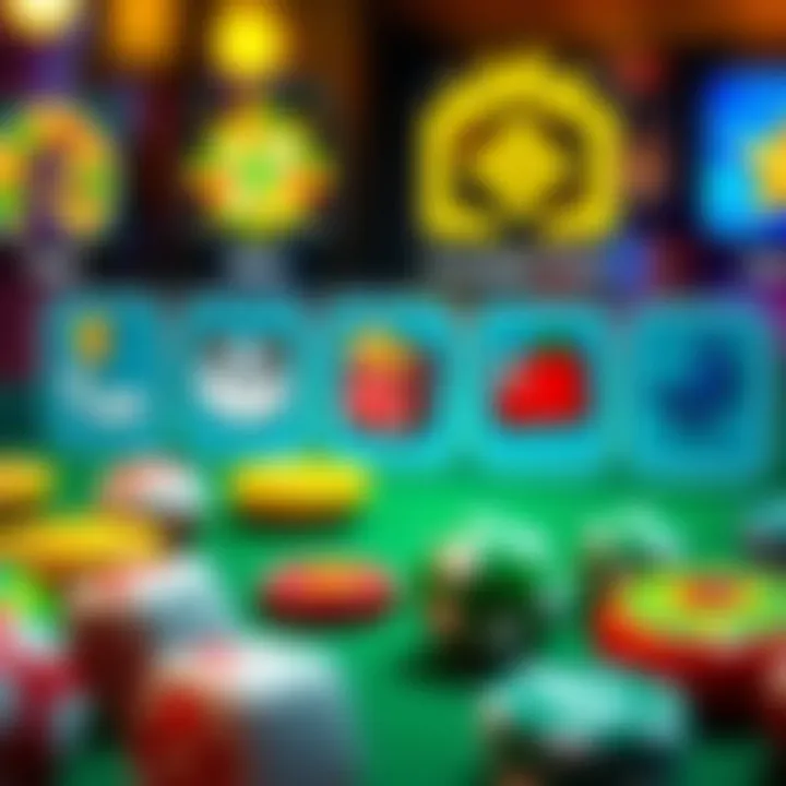 Various game icons representing betting options