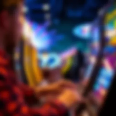 A close-up of a player engaged with a slot machine