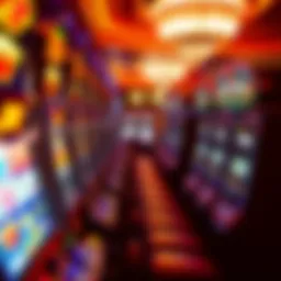 Vibrant slot machines lined up at Bicycle Casino