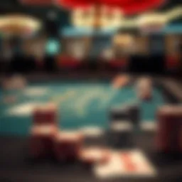 A virtual blackjack table with cards and chips