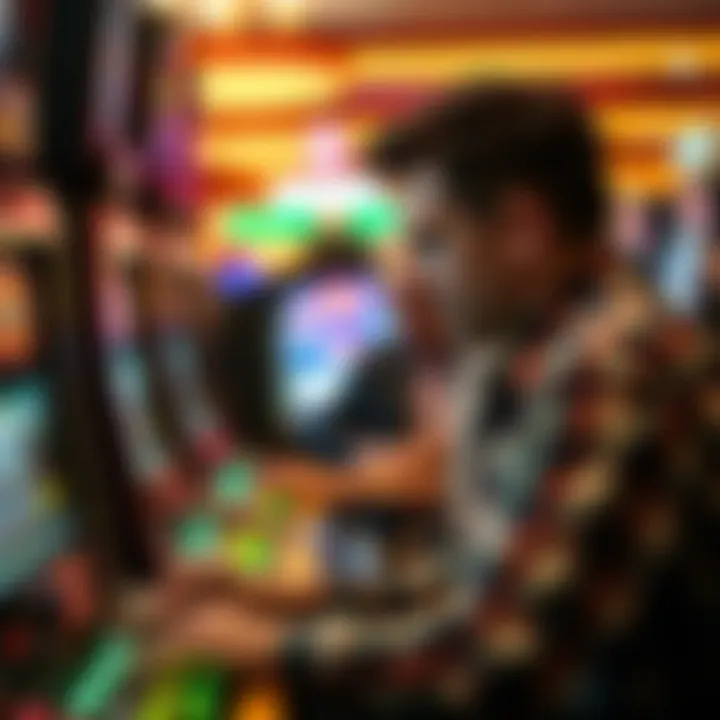 Player Engaged in Buffalo Machine Strategy A player focused on the gameplay of a buffalo machine, showcasing concentration and strategy