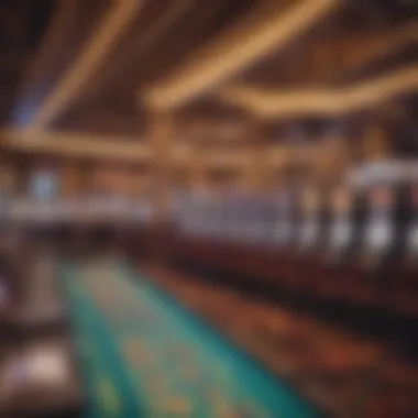 Inside view of slot machines and gaming tables at the casino