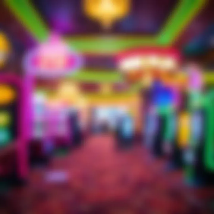 Casino Floor with Free Play Promotions Vibrant Las Vegas casino floor with free play signs