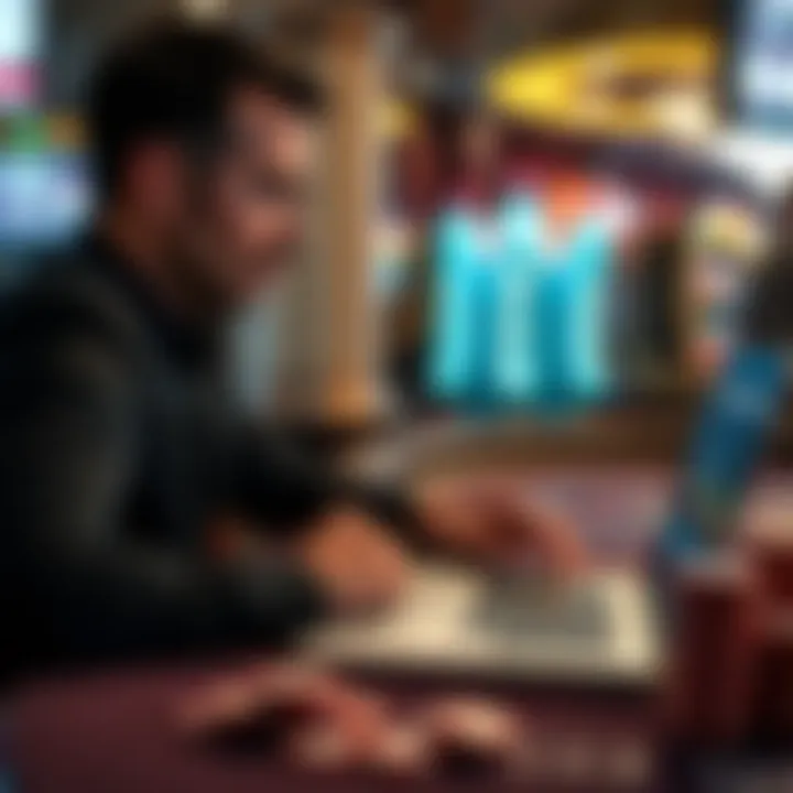 Player analyzing craps strategies on a laptop