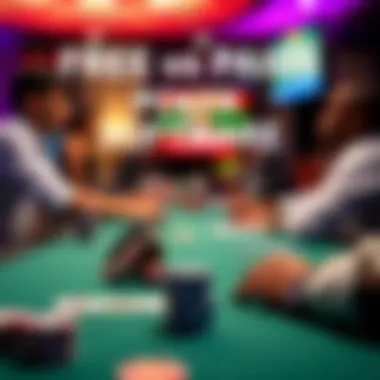 A comparison graphic of free versus paid poker software