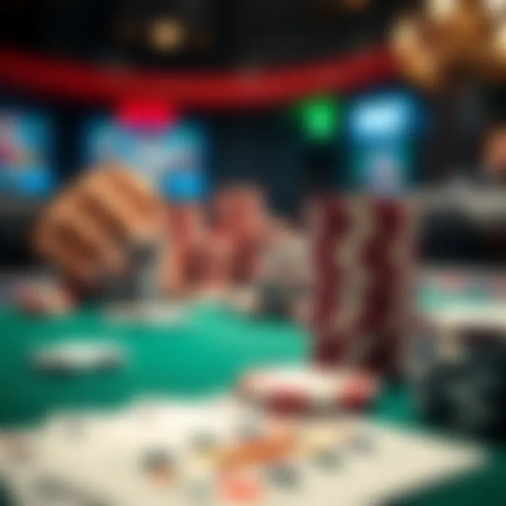 Strategic gameplay with poker chips and cards