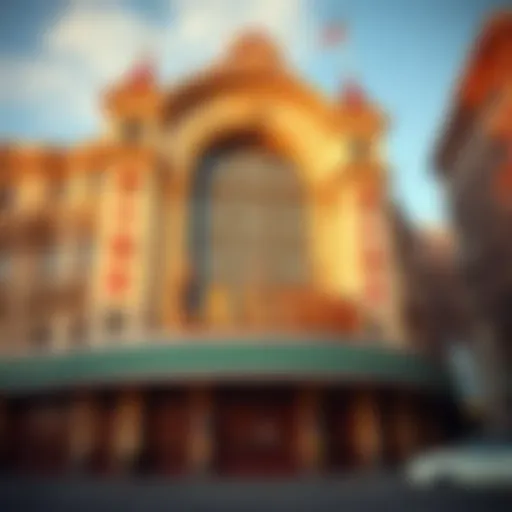 Architectural Grandeur of Landmark Casinos A majestic view of a historic casino facade showcasing architectural grandeur