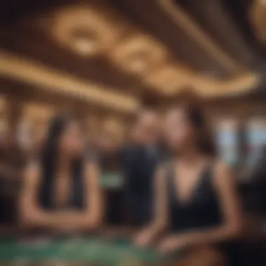 Casino-goers enjoying their time inside a luxurious casino