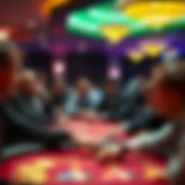 Live Casino Tournament Excitement A vibrant live casino tournament scene showcasing intense player interactions and excitement.