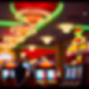 A vibrant Las Vegas casino with lottery signage