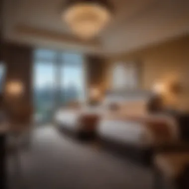 Comfort and Style in Guest Accommodations Elegant guest room with modern furnishings and stunning views at Mohegan Sun Hotels.