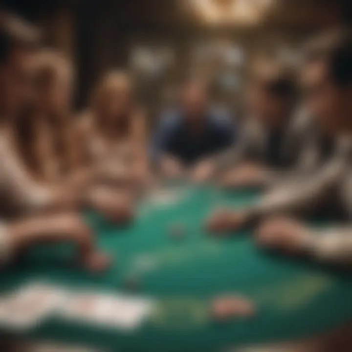 Close-up of a gaming table with players engaged in a game of chance