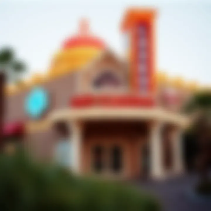 Exterior view of an off-strip casino showcasing its unique architecture