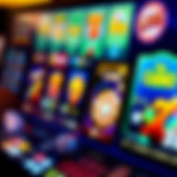 Close-up of popular online casino games on a screen