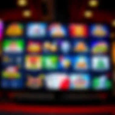 Diverse online gambling game types displayed on a screen