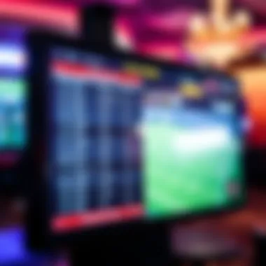 Betting options displayed on a screen