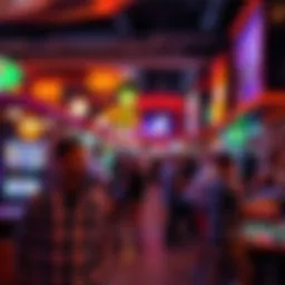 A vibrant scene showcasing Riverwalk bustling with sports enthusiasts