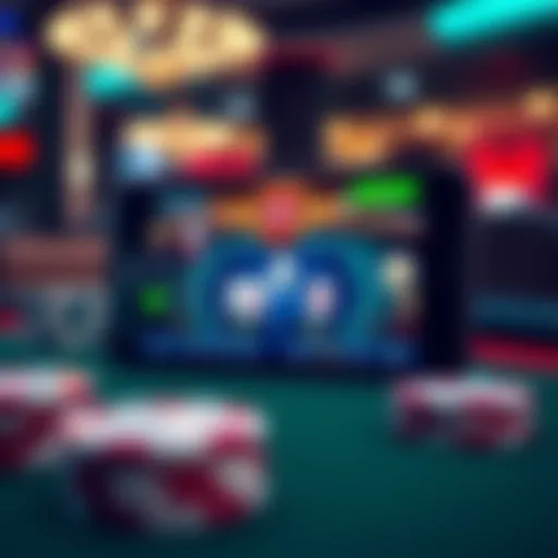 Mobile Poker Application Interface A mobile device showcasing a vibrant poker application