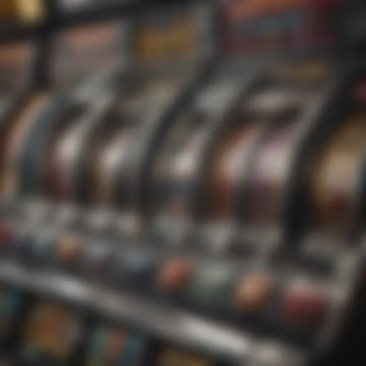 Close-up of slot machine payout structure