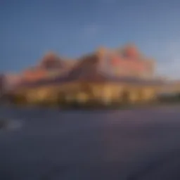 Exterior view of a prominent casino in Waukegan at dusk