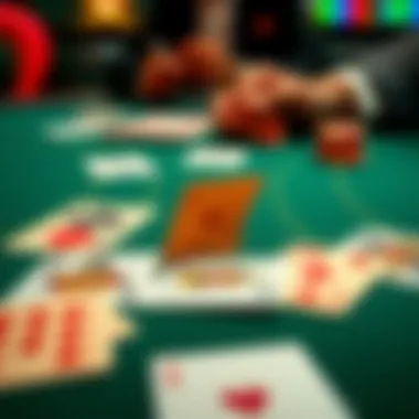 Strategic Card Decisions in Blackjack Strategic cards laid out representing a critical decision point