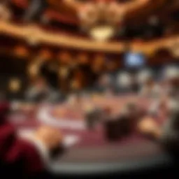 A captivating view of a blackjack table bustling with activity