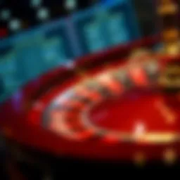 Detailed view of a virtual roulette wheel showcasing various betting options.