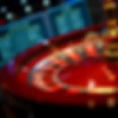 Detailed view of a virtual roulette wheel showcasing various betting options.