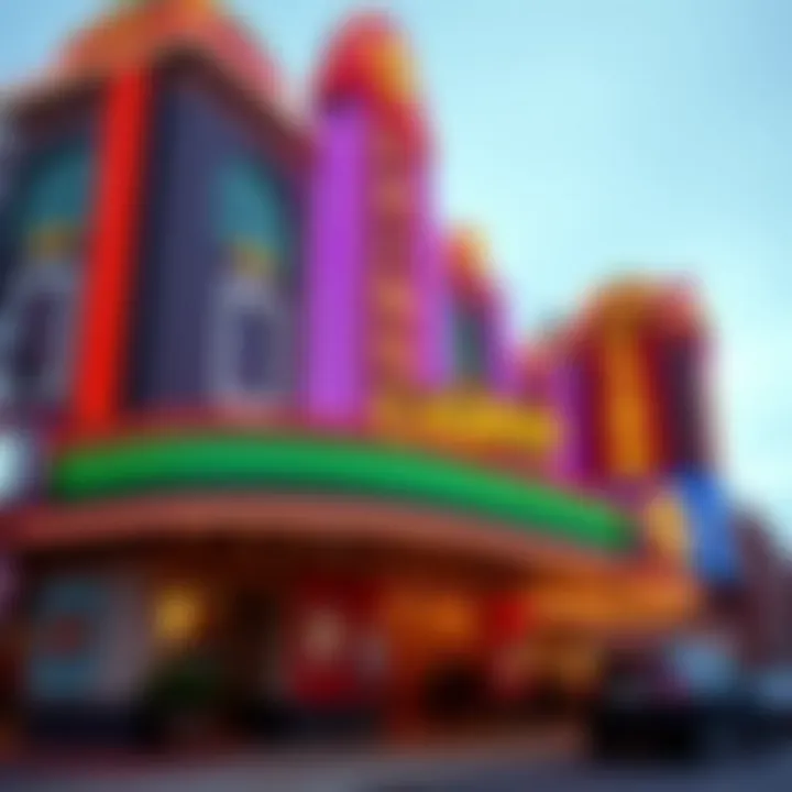 Exterior view of a prominent casino in South Philadelphia showcasing its vibrant architecture