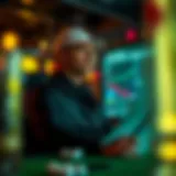 A golfer analyzing statistics