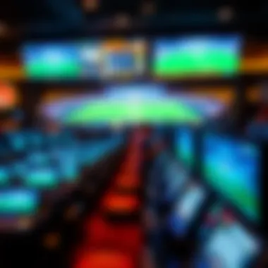 Panoramic Betting Screens at the Venue A panoramic view of the betting screens during a major sports event