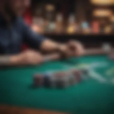 A vibrant poker table set up with cards and chips