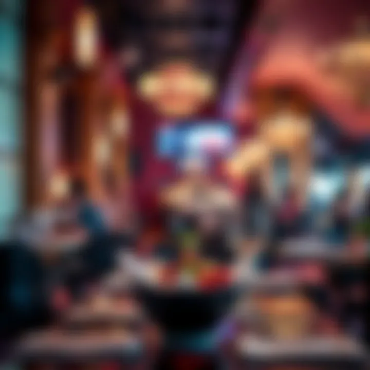 Diverse dining options highlighting gourmet cuisine and vibrant ambiance