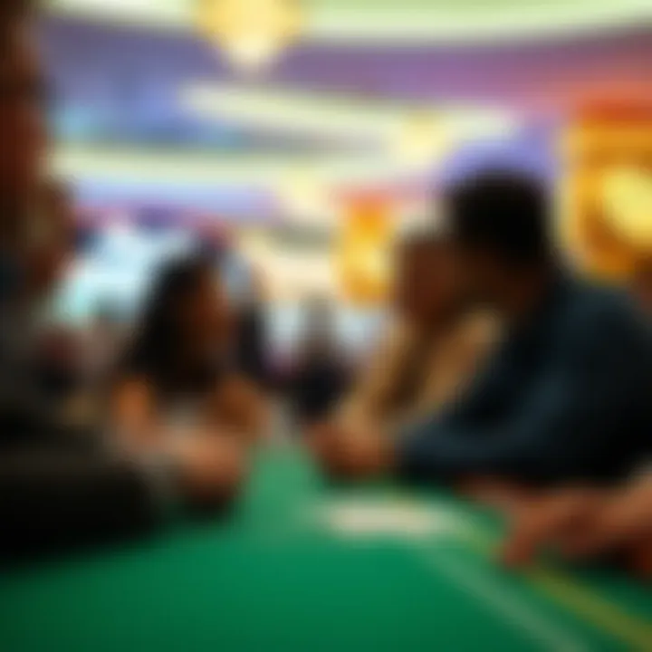 Social Implications of Gaming A discussion on the social implications of casino gaming, represented through a group engaging in conversation.