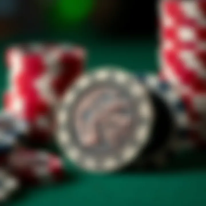 Close-up of high-quality poker chips showcasing intricate designs