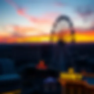 Stunning Sunset Over the High Roller Aerial view of the High Roller Ferris Wheel against a sunset backdrop