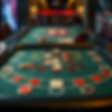 Blackjack Table Layout An intricate layout of a blackjack table showcasing betting areas and player positions.